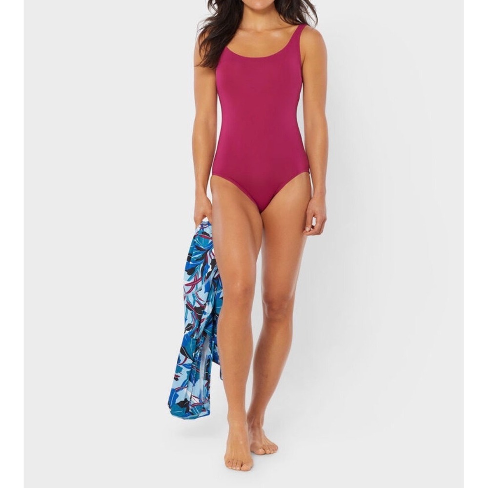 AKHG Lost Lake Swim One Piece Womens L Pink NWT UPF 50+ Recycled Adjustable